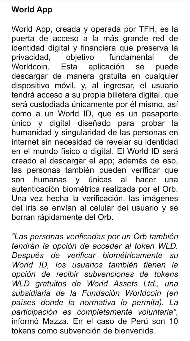 Comunicado de prensa Worldcoin. Foto: Efecto Estrategia Comunicaciones   