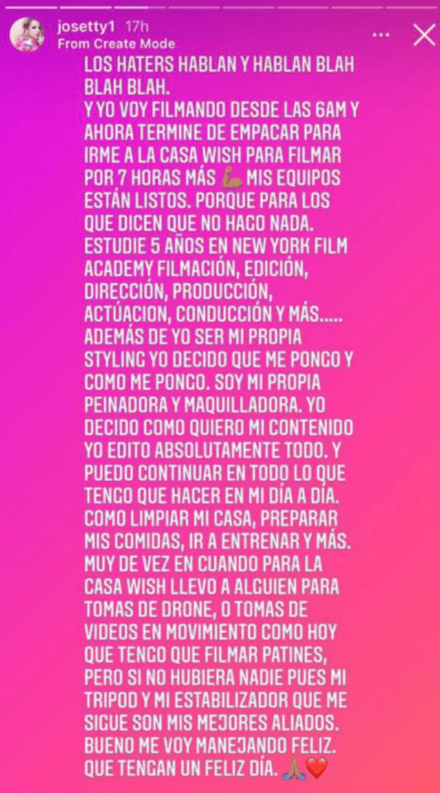 Josetty Hurtado le reveló a sus seguidores en el 2022 las especializaciones que llevó en la reconocida New York Film Academy. Foto: Instagram   