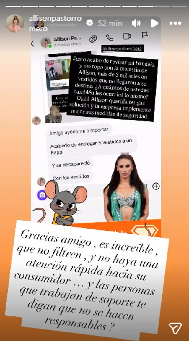 Denuncia de Allison Pastor. Foto: Instagram   