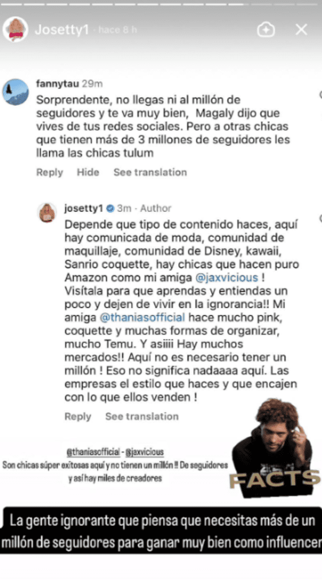  Josetty Hurtado le responde a las personas que cuestionan su estilo de vida. Foto: TikTok   