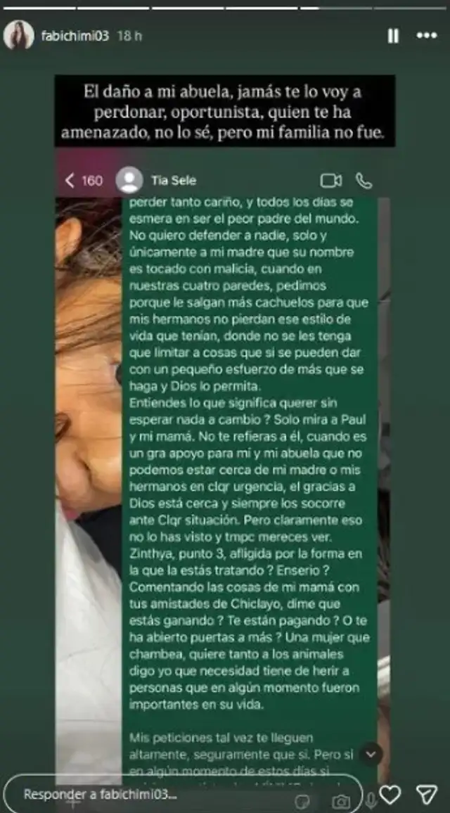  Mensaje de hija de Pamela López.    