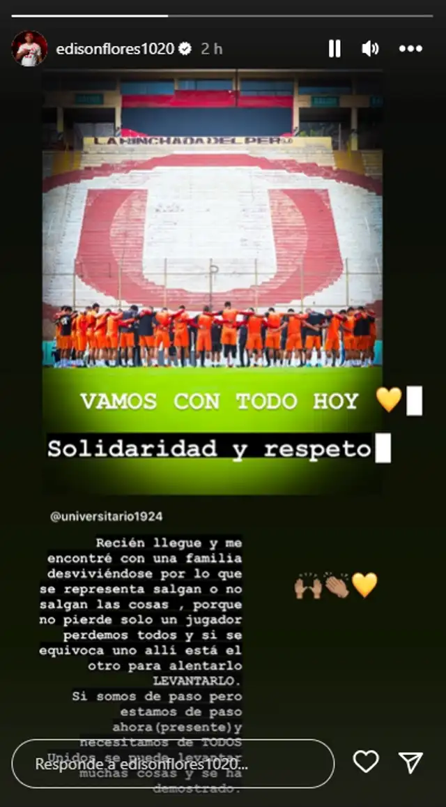 Storie de Edison Flores. Foto: Captura Instagram Storie de Edison Flores. Foto: Captura Instagram