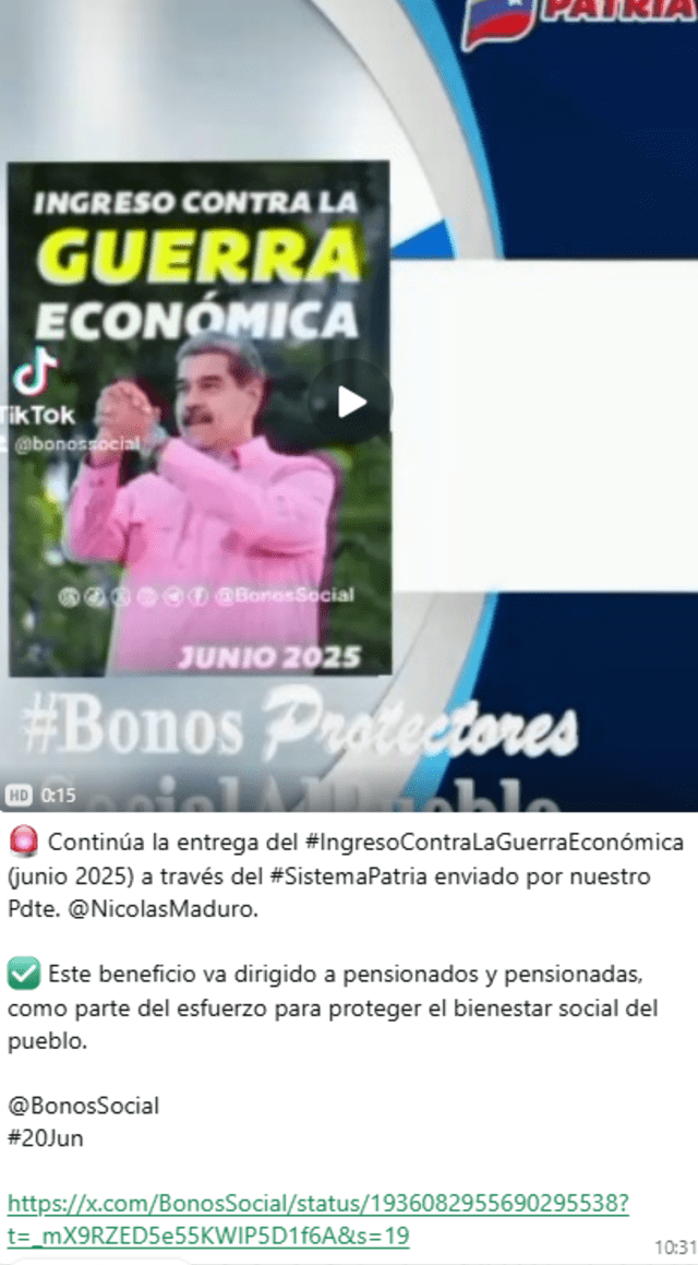 Se sigue pagando el bono de Guerra para pensionados IVSS. Foto: Patria Se sigue pagando el bono de Guerra para pensionados IVSS. Foto: Patria