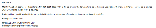 El Peruano oficializó la ampliación del Pleno del Congreso. Foto: captura El Peruano.