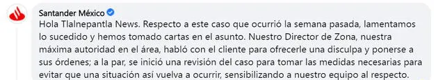 Banco Santander respondió ante polémica. Foto: captura Facebook/Tlalnepantla News