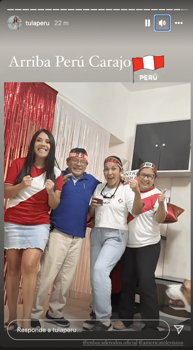 Tula Rodríguez, en compañía de su familia, vio el partido Perú vs. Paraguay