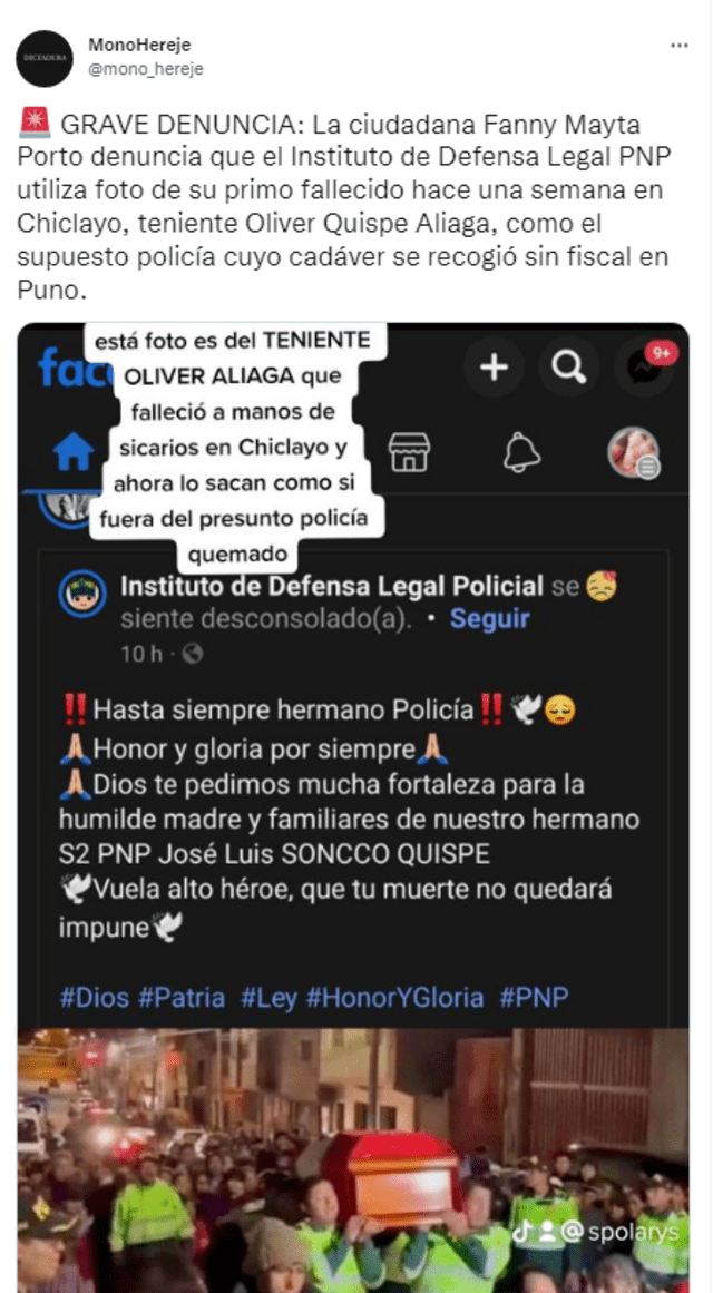 Publicación viral que recoge la denuncia de Fanny Yanide Publicación viral que recoge la denuncia de Fanny Yanide