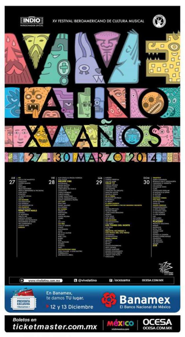 Cartel publicitario del Vive Latino 2014. (Foto: El Heraldo)