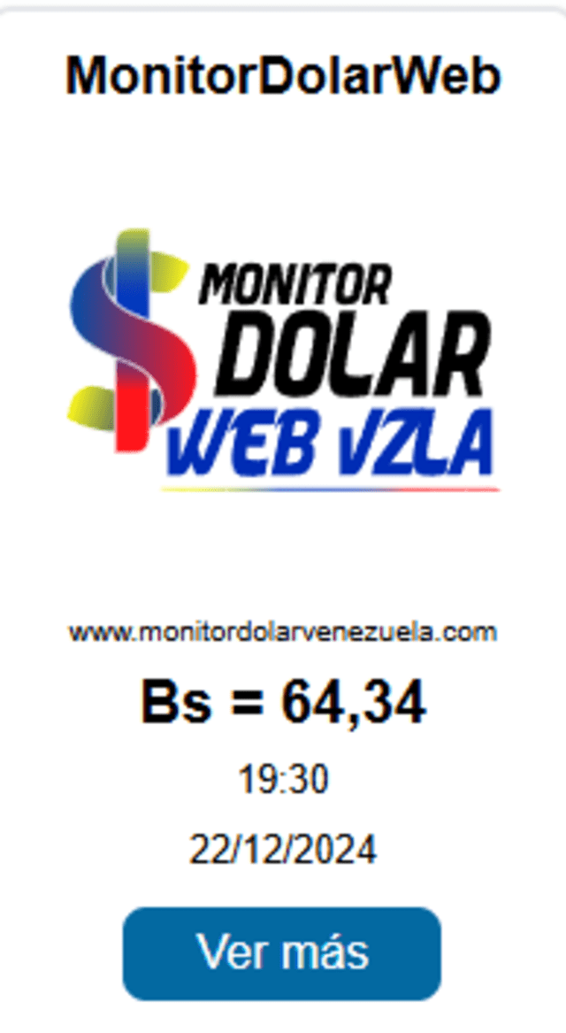  Precio del dólar en Venezuela para hoy, 23 de diciembre de 2024. Foto: Monitor Dólar.   