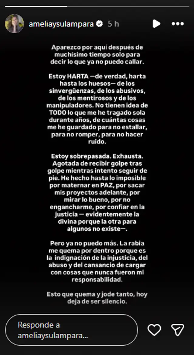 Mensaje de Andrea Cordero. Foto: Instagram   