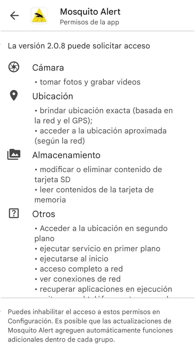  Permisos excesivos para una app antimosquito. Foto: Play Store<br><br>    