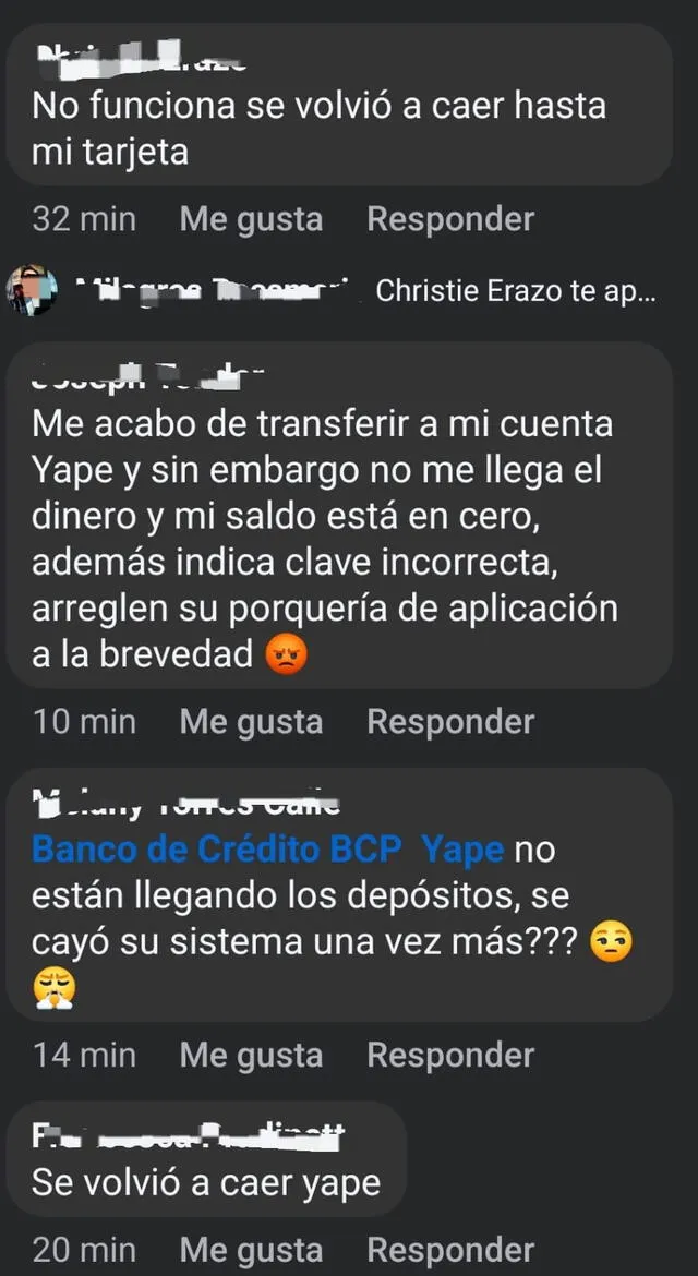 Usuarios reportan fallas en el sistema y disminución de dinero en sus cuentas. Foto: captura de pantalla/Facebook   