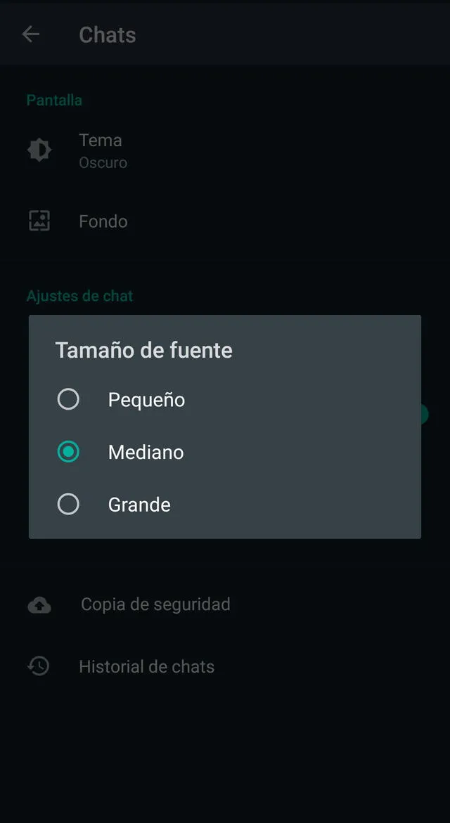 ¿Cómo cambiar el tamaño de letra en WhatsApp?