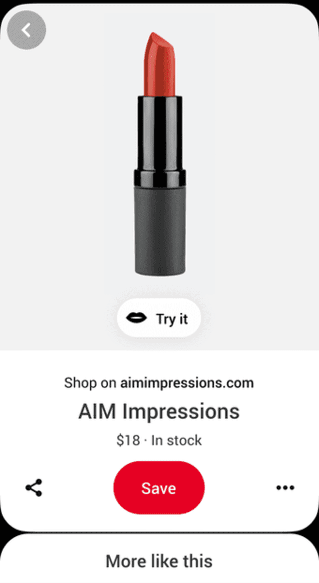 Con la función "Try On" también se podrá comprar el producto en el sitio de la marca. | Foto: Pinterest