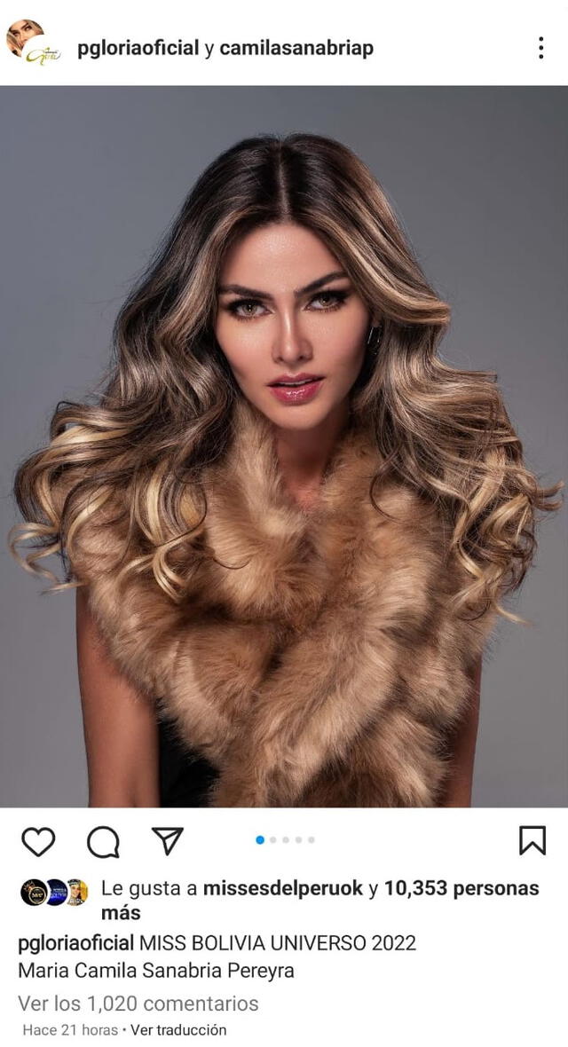1.12.2022 | Publicación de la organización Promociones Gloria anunciando a la nueva Miss Bolivia Universo 2022. Foto: captura Instagram