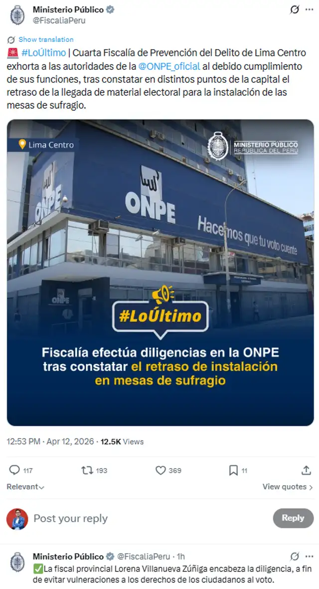 Comunicado de la Fiscalía