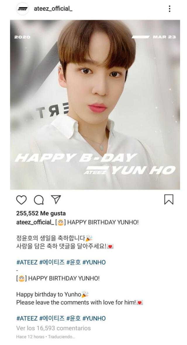 En la cuenta oficial de ATEEZ en Instagram, se animó al fandom ATINY para que dejen saludos a Yonho por su cumpleaños. En la cuenta oficial de ATEEZ en Instagram, se animó al fandom ATINY para que dejen saludos a Yonho por su cumpleaños.