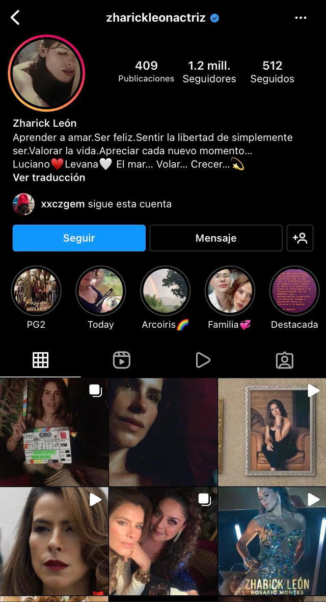 Perfil de Instagram de Zharick León