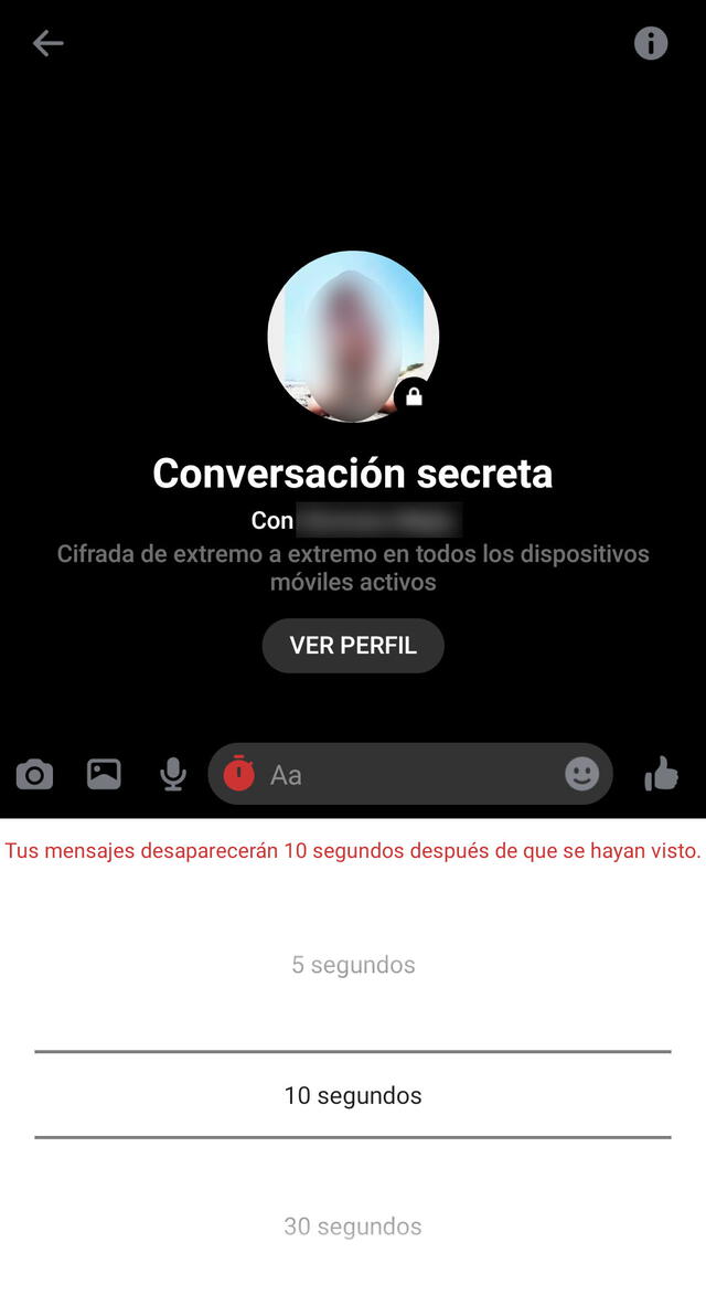 Conversación secreta en Facebook Messenger