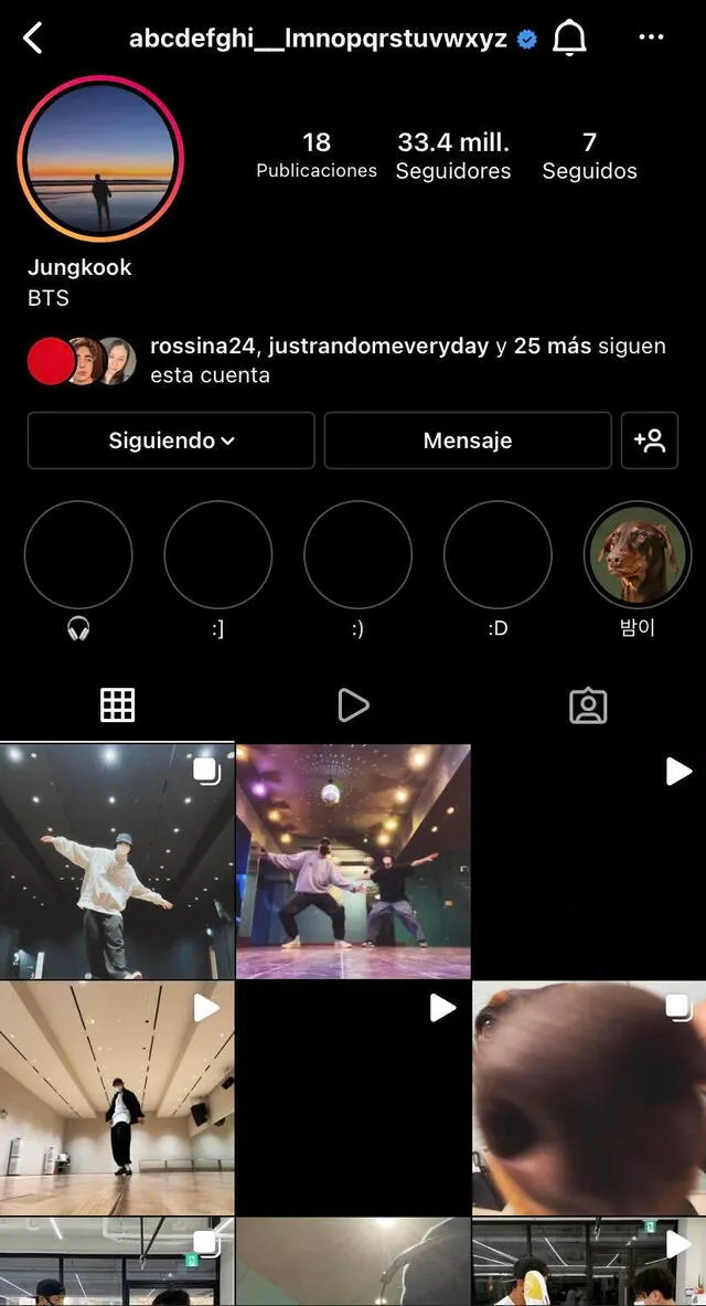 Cuenta oficial de Instagram de Jungkook