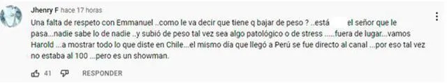 Jorge Henderson recibió duras críticas tas comentario contra Emmanuel.