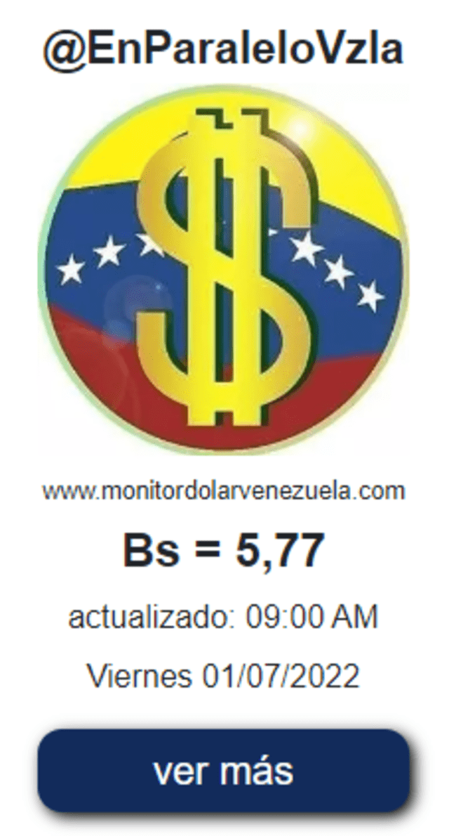 Precio del dólar en @EnParaleloVzla hoy, sábado 2 de julio