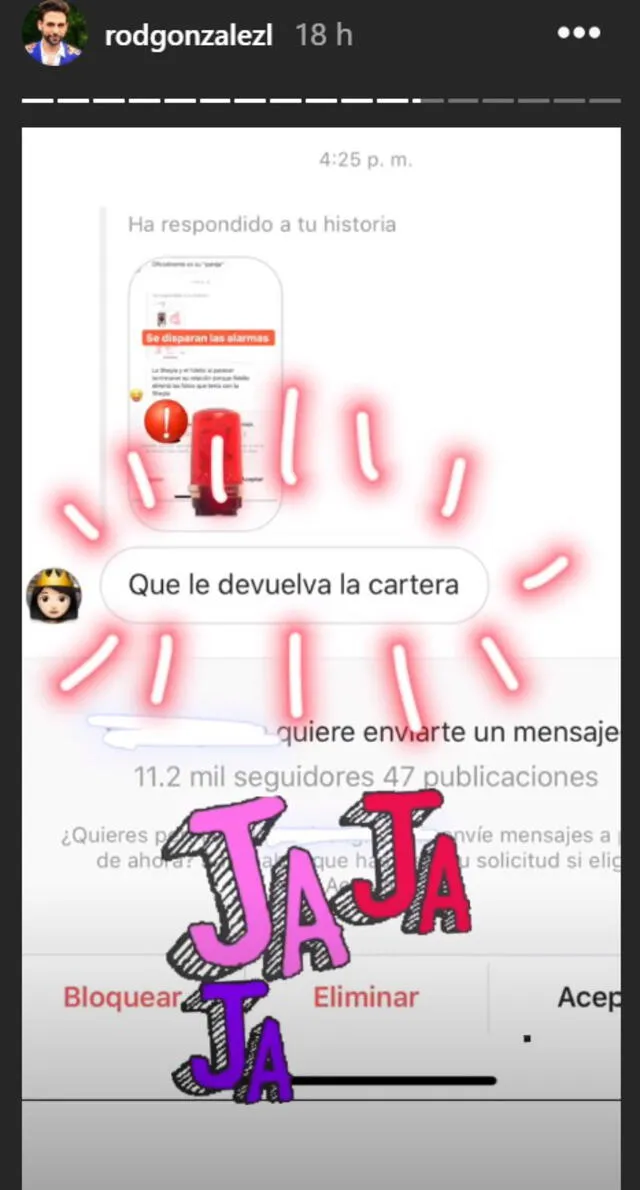 Comentarios en las historias de Instagram de Rodrigo González