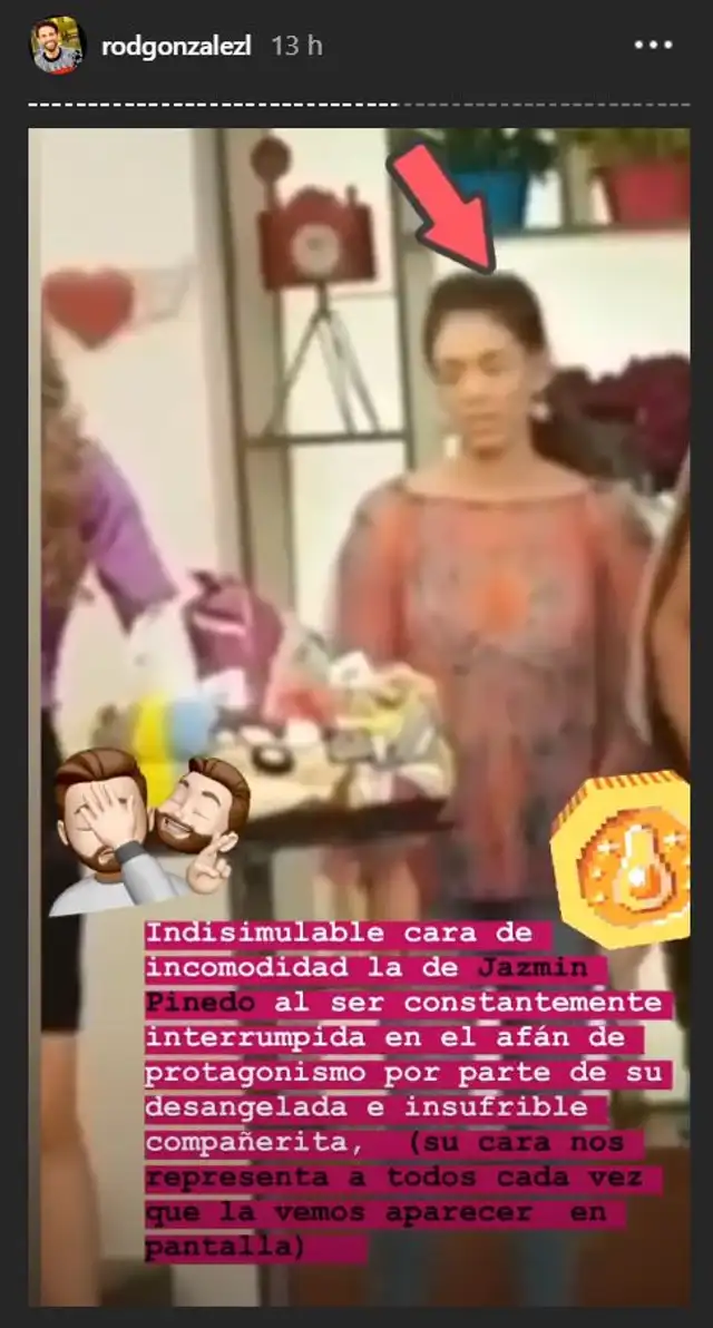 Historia de Instagram mostrando molestia de Jazmín Pinedo.