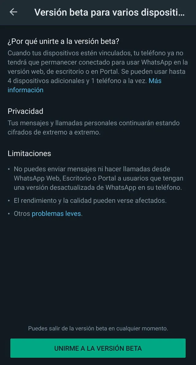 Unirse a la beta de WhatsApp