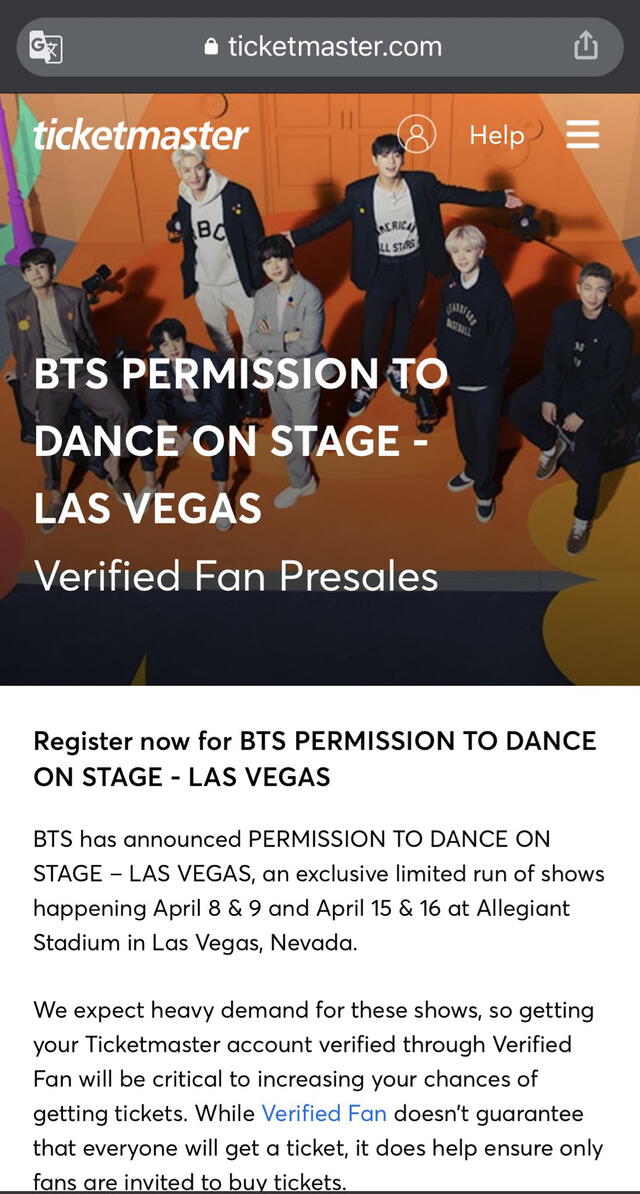 BTS, registro preventa PTD Las Vegas, Weverse ARMY