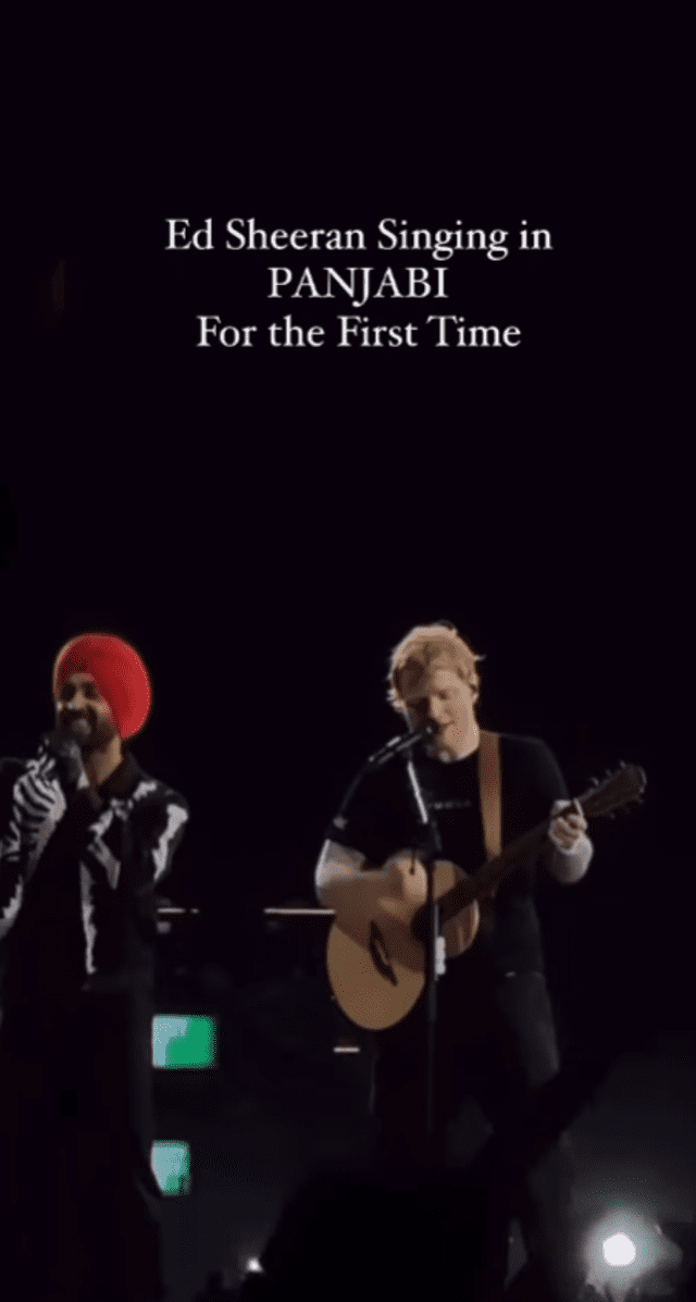  Sheeran se unió al escenario con el cantante Diljit Dosanjh. Foto: Diljit Dosanjh/Instagram   