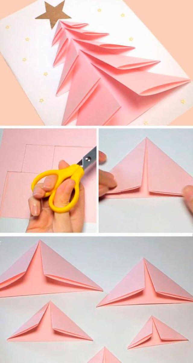 Postal de Navidad con origami. Foto: Pequeocio Postal de Navidad con origami. Foto: Pequeocio