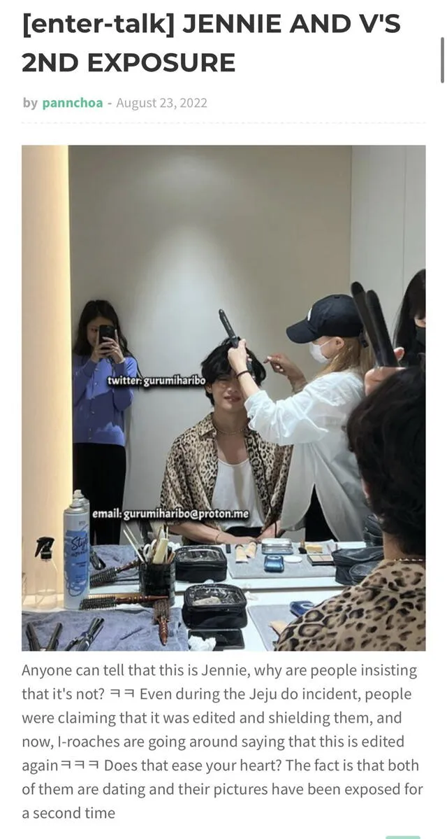  Taehyung y Jennie: fotografía se viraliza entre netizens coreanos. Foto: captura PannChoa   