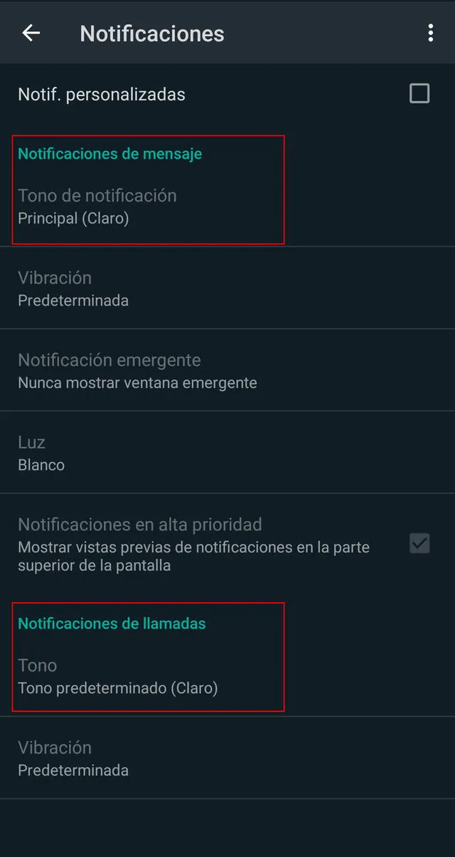 Personalizar el tono de un contacto o grupo