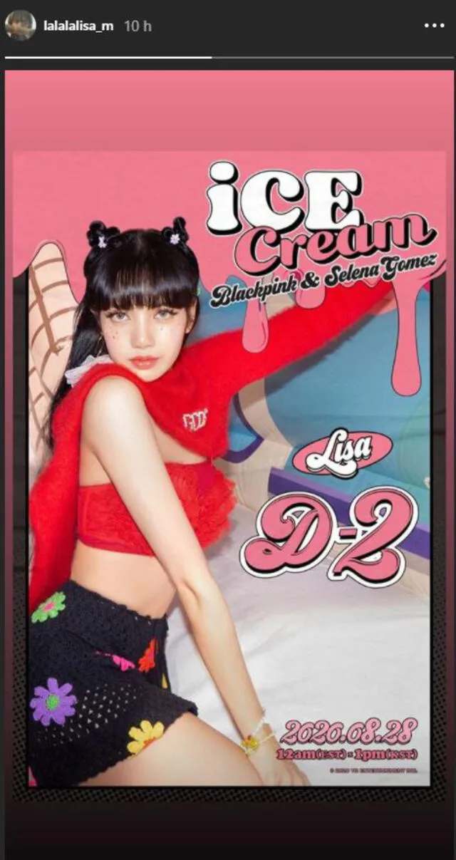 Teaser "Ice cream" - póster Lisa y Selena Gomez. Créditos: YG ENtertainment