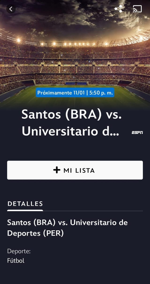 Universitario vs Santos jugarán amistoso el 11 de enero. Foto: captura de Disney Plus Universitario vs Santos jugarán amistoso el 11 de enero. Foto: captura de Disney Plus