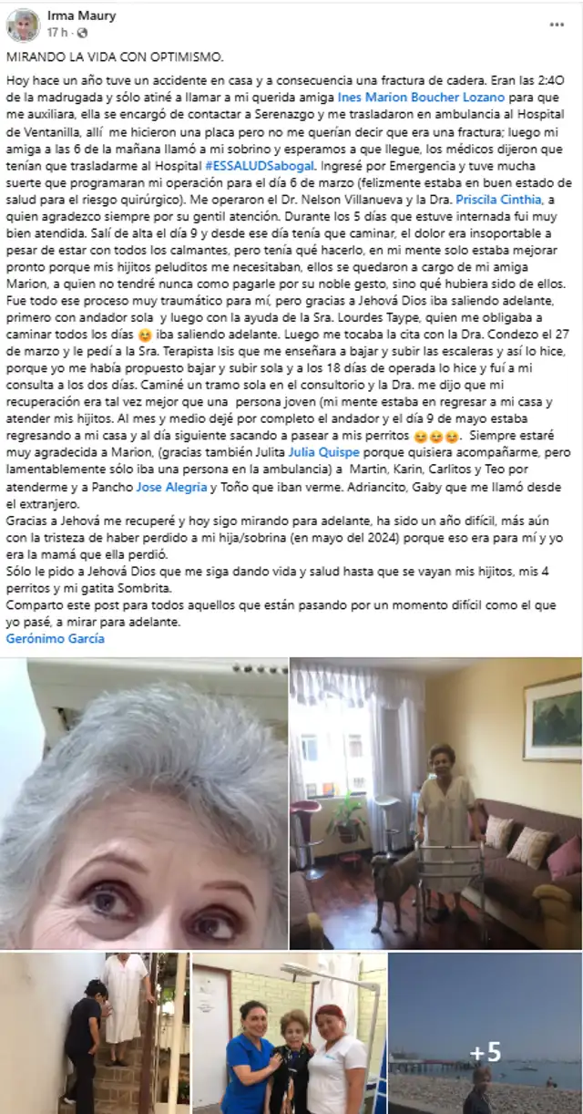 Mensaje de irma Maury. Foto: Facebook   