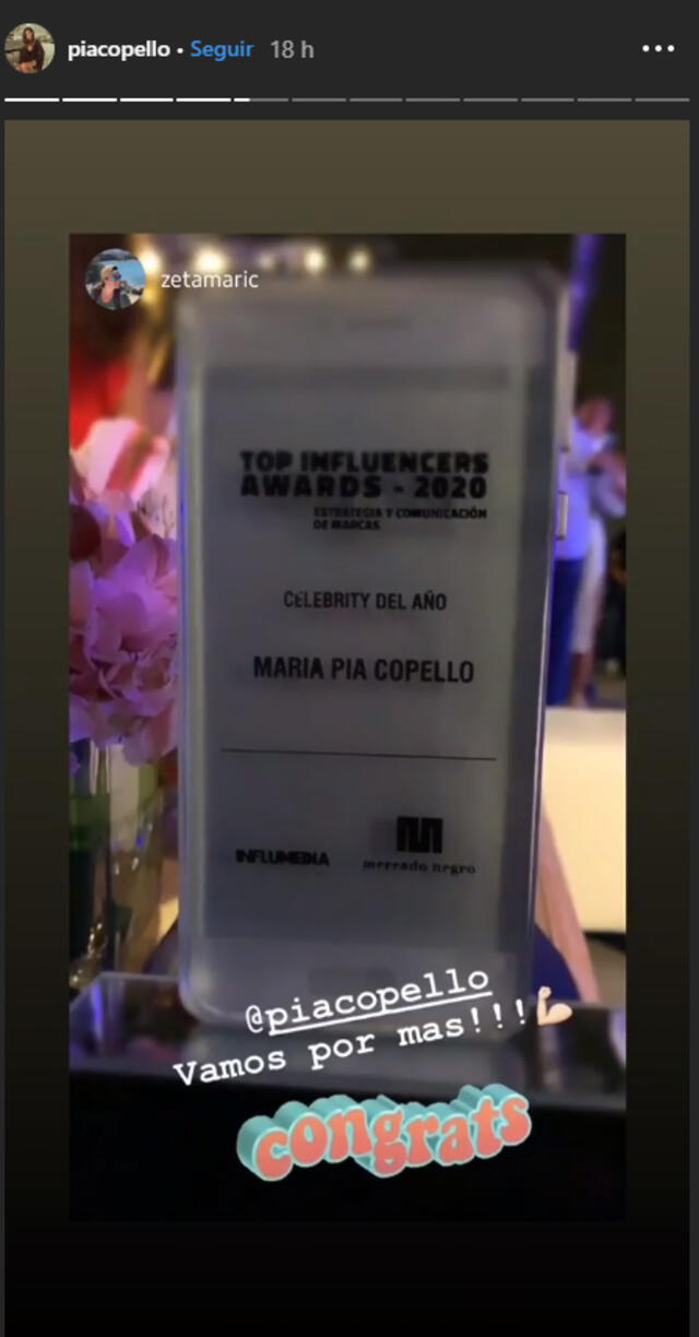 María Pía Copello recibe reconocimiento en la categoría "Celebrity del año"