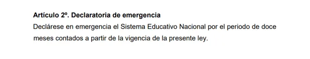 Proyecto propone declarar en "emergencia" el sistema educativo durante doce meses.
