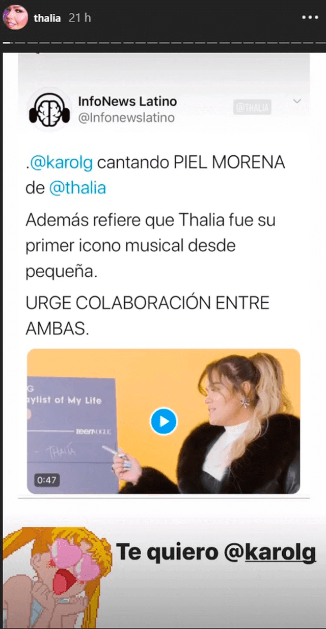 Thalía responde a Karol G