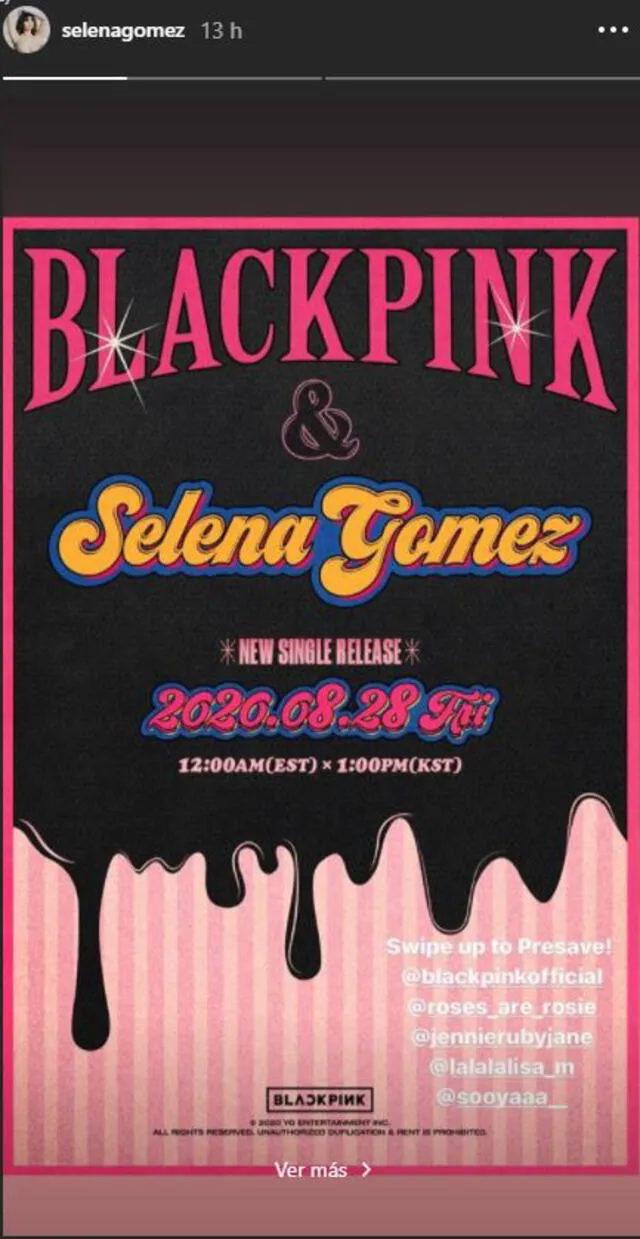 BLACKPINK y Selena Gomez. Créditos: YG