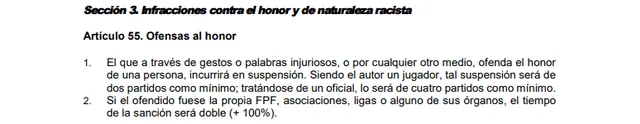 Artículos del Reglamento Único de Justicia de la FPF. Foto: RUJ-FPF   