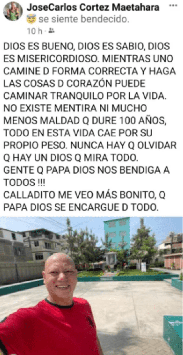  José Cortez, esposo de Leslie Moscoso, se pronuncia. Foto: Facebook    