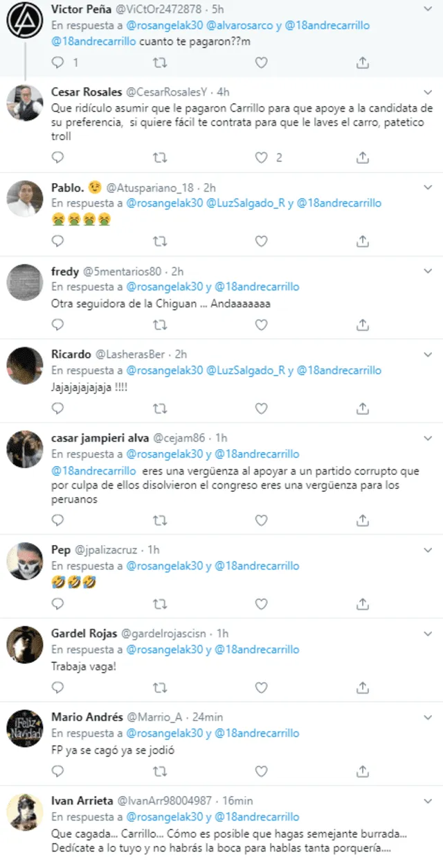 Polémica en Twitter por apoyo de André Carrillo a candidato de Fuerza Popular.