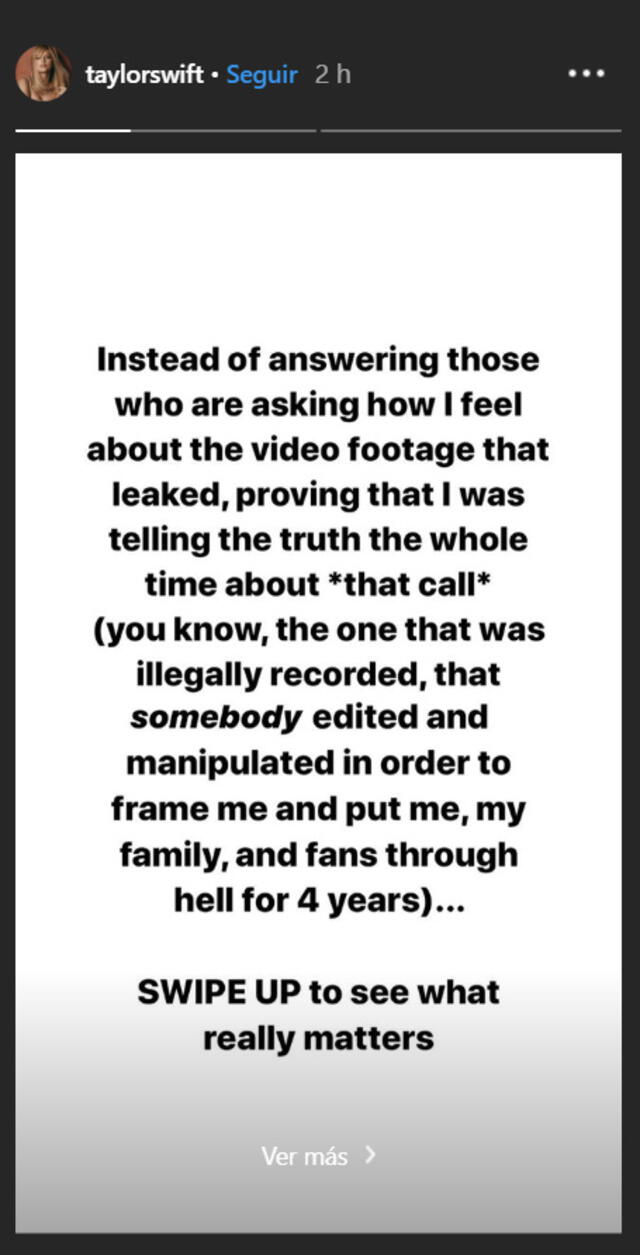 "El video prueba que yo dije la verdad todo este tiempo", escribió la cantante en sus historias de Instagram.