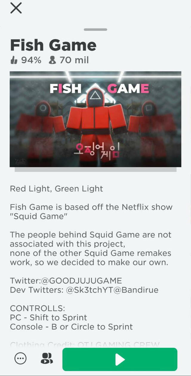 Fish Game: juego de Squid Game gana fama en redes. Foto: Roblox/captura