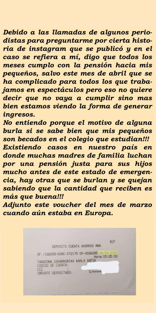 Leonard León responde a Karla Tarazona por asegurar que no le da pensión para sus hijos.