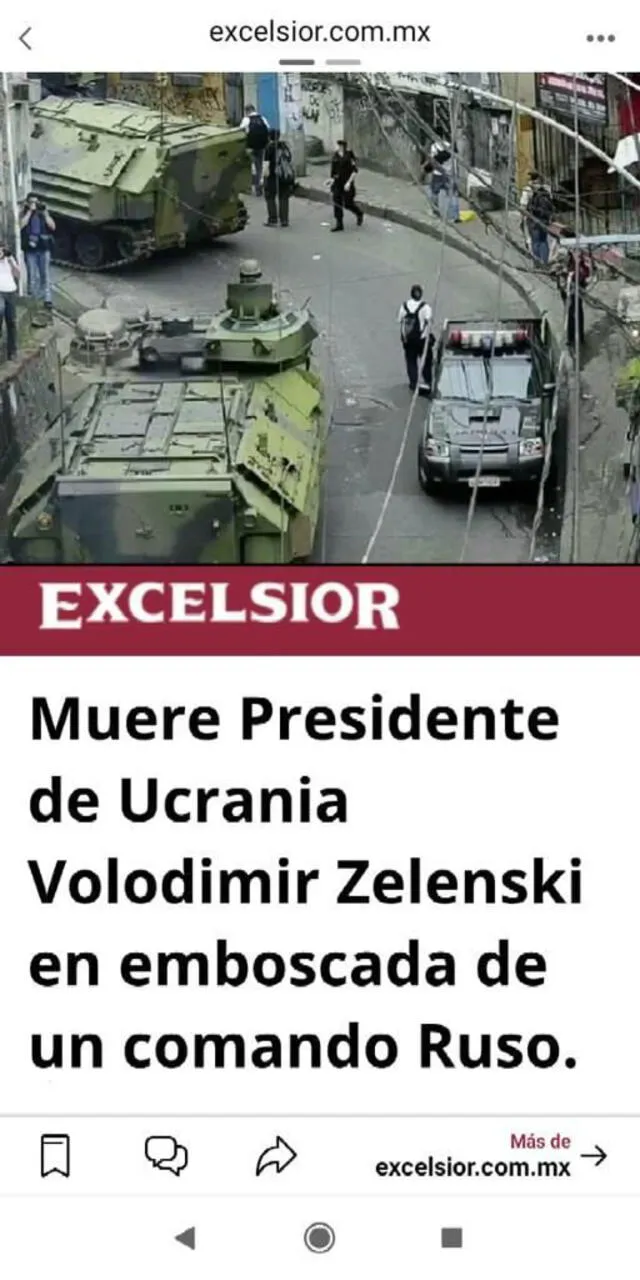 Foto difundida en redes sociales sobre el supuesto fallecimiento del mandatario de Ucrania, Volodimir Zelenski. Fuente: Captura LR, Facebook.
