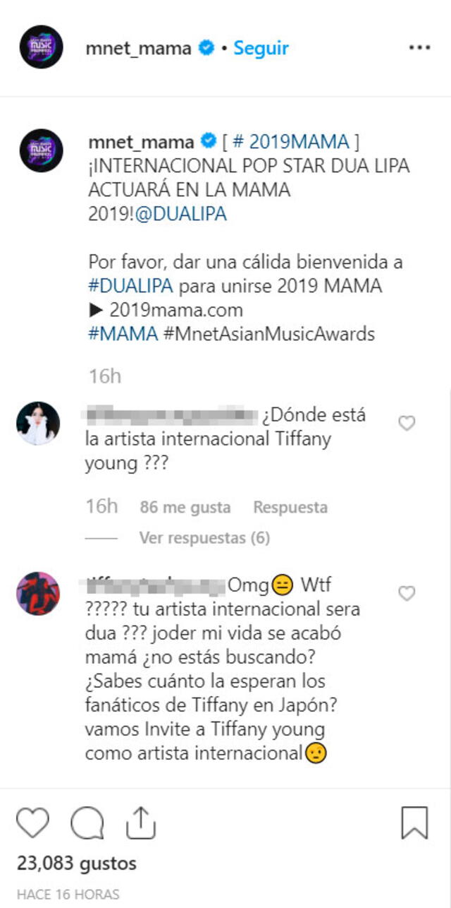 Usuarios piden la inclusión de Tiffany Young como invitada internacional en los  Mnet Asian Music Awards 2019. [Captura Instagram]