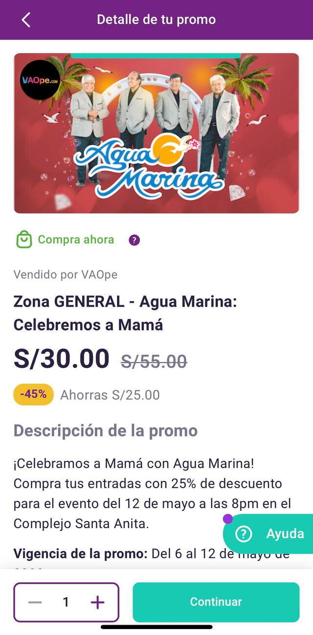 Puedes adquirir tus entradas para ver a Agua Marina en concierto con tu aplicación Yape desde S/30. Foto: Yape   